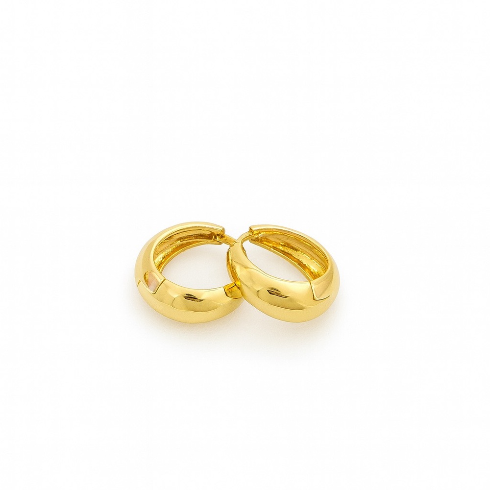Gold Filled Hoop Earrings – Chunky Polished Hoops | Elegant & Timeless - Picture 2 of 4